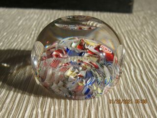 Vintage / Antique Small 1 7/8 " Six Sided Unsigned Upset Glass Paperweight