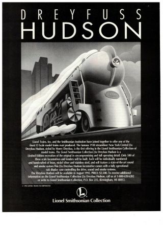 1992 Lionel Smithsonian Dreyfuss Hudson Model Train Vintage Print Advertisement