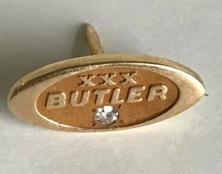 Vintage Butler 10k Gold Service Pin 30 Years W/ Diamond Marked