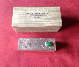 Vintage Italian 800 Silver Lipstick Case With Mirror Box Argenteria Spa