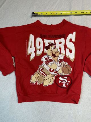 Vintage 1994 Nfl San Francisco 49ers Forty Red Sweatshirt Kids Fred Flintstone