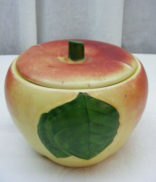 Vintage Hull Pottery Small Blushing Apple Canister With Lid Grease Jar