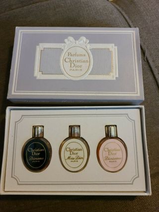 Antique Vintage Boxed Set Christian Dior Parfums Diorama Diorissimo Miss Dior