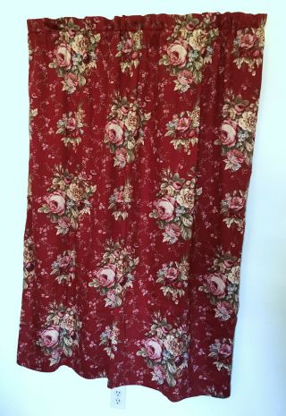 Waverly Red Vintage Norfolk Rose Floral Curtain Panel (1) 52.  5 W X 60.  5 L