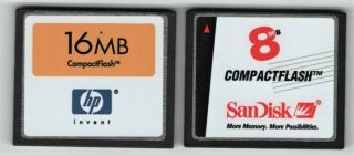 Compact Flash Memory Cards Vintage Pair 8mb & 16mb