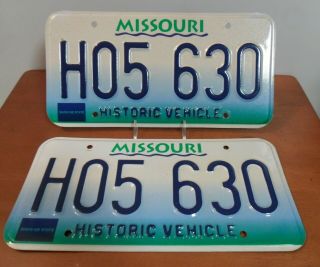 Missouri 1997 - 2006 Historic Vehicle License Plates Match Pair,  Set H05 630
