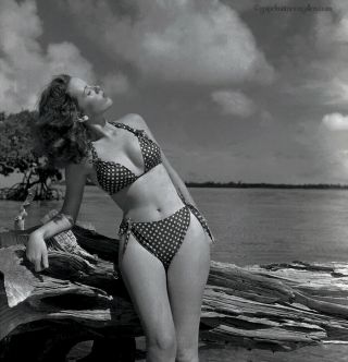 Bunny Yeager 1954 Pin - Up Camera Negative Photograph Bikini Model Carolyn Pawley