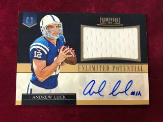 2012 Panini Prominence Unlimited Potential Auto 9/25 Jersey Andrew Luck (nv24)