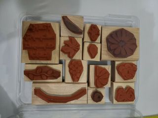 STAMPIN UP WATERCOLOR GARDEN SET OF 13 WOOD RUBBER STAMPS RETIRED VINTAGE 2000 2
