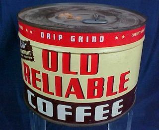 Antique Old Reliable Coffee Tin Full Contents Dayton Spice Mills Co Oh