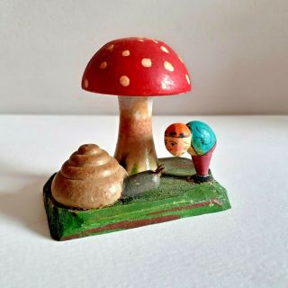 Old Vintage Antique Miniature Painted Wooden Anri Toy Figure Folk Art Erzgebirge