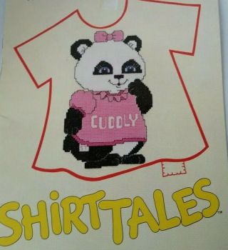 Vintage 80s Shirt Tales Counted Cross Stitch Pattern Book 1980 Cartoon Hallmark