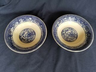 Set Of 2 Vintage Blue Willow Japan Blue & White Transferware Cereal Bowls