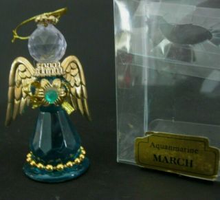 Vintage March Birthstone Angel Ornament Angel Figurine Aquamarine Roman Inc