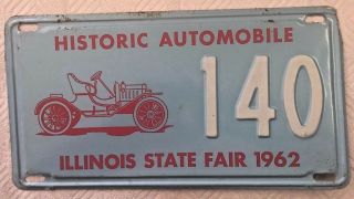 Illinois 1962 Historic Automobile License Plate " 140 " Il Illinois State Fair