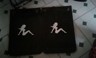 Vintage Mud Flaps With Chrome Trucker Girl Pin Up Square