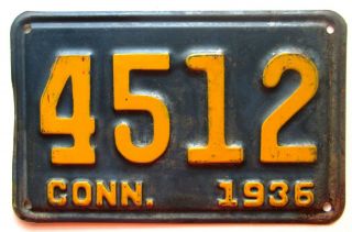 Connecticut 1936 License Plate Quality 4512