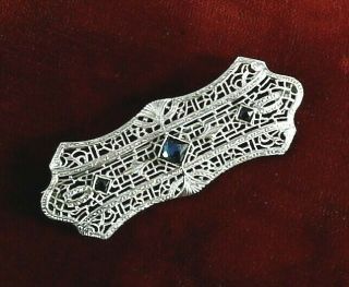 Antique Victorian Art Deco Jewelry Solid 10k White Gold Stick Pin Jewelry 3.  7g