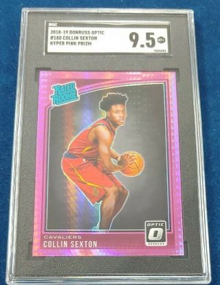 2018 - 19 Panini Optic Rated Rookie Hyper Pink Prizm 180 Collin Sexton Rc Sgc 9.  5