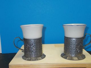 Vintage Pfaltzgraff Yorktowne Coffee Mug With Tin Smith Punched Holders.  Very
