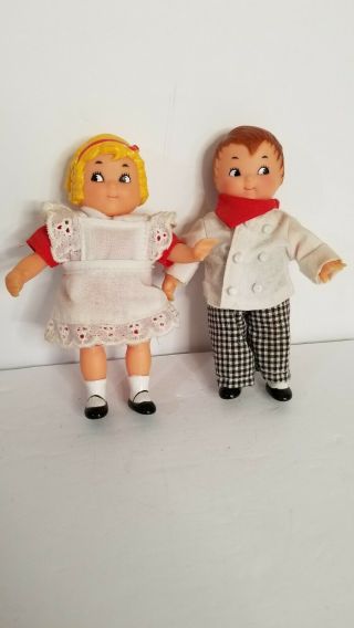 Vintage 1995 Campbell Soup Kids Collector Vinyl Dolls 5” Boy & Girl Doll