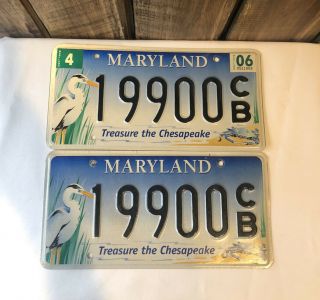 2 Maryland 2006 Treasure The Chesapeake Crane License Plate 19900 Collectible