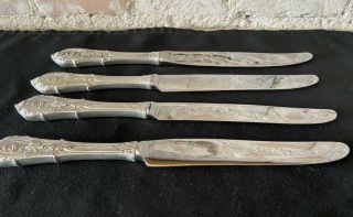 Set Of 4 Wallace “rose Point” Sterling Silver 9” Knives