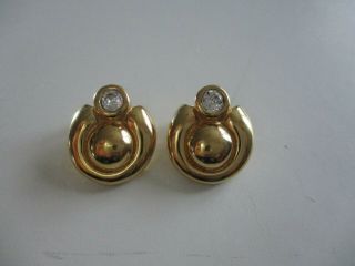 Vintage Grosse For Christian Dior Gold Tone & Crystal Clip On Earrings Vgc