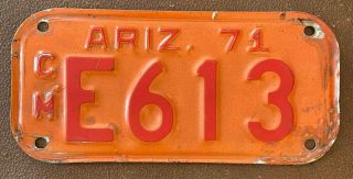 Arizona 1971 Motorcycle License Plate E613
