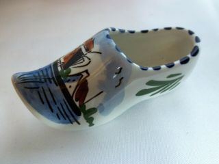 Blue Delft Holland Hand Painted Vintage Shoe Clog W/ Windmill