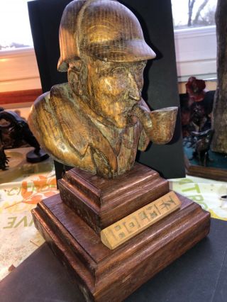 Vintage Bust Of Sherlock Holmes In Wood,  C1950/60