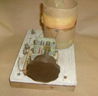 Unique Antique Crystal Radio Home Brew Set Vintage Wooden Base,  Coil,  Tuner