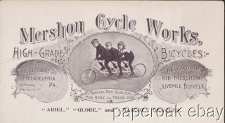 Ca1890 Mershon Cycle Philadelphia Trade Card