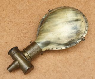 Antique Pressed Horn Powder Flask