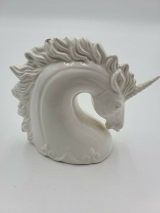 Vintage 5 " Tall Unicorn Ceramic Glossy Figurine Pen Holder Porcelain