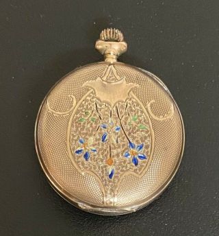 Antique Ladies Solid 9 Carat Gold And Enamel Pocket Watch Af