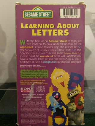 Sesame Street: LEARNING ABOUT LETTERS (vhs) Vintage 2