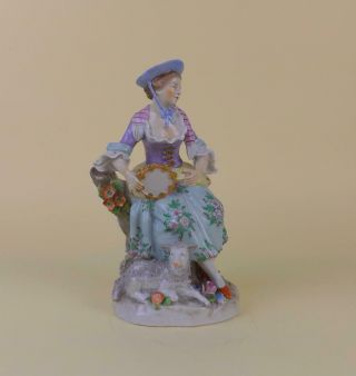 Antique Porcelain Large Figurine Sitzendorf Of A Young Lady Circa 19 C