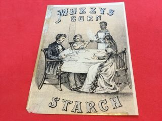 Vintage Black Americana Advertising Card Muzzys Corn Starch Card,  Slight A