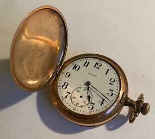 Antique Elgin National Pocket Watch Gold Filled Hunter Case 15 Jewels