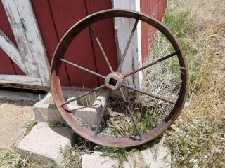 Antique Steel 24 Inch Wagon/tractor Wheel (1)