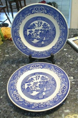 Vintage Royal China Blue And White " Willow Ware " 9 " Plates (2)
