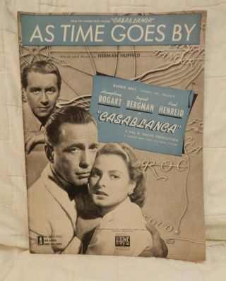 Humphrey Bogart As Time Goes By Vintage Sheet Music From Casablanca