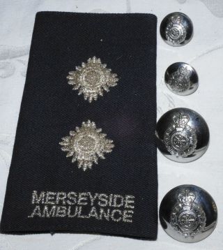 Vintage Merseyside Ambulance Service Shoulder Badge,  Buttons