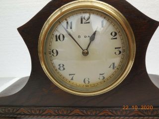 antique French oak mantel clock 8 day by Japy Freres fully keeps time 2