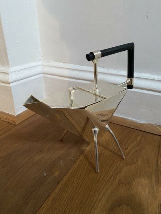 Silver Plated Art Deco Style Triangular Shape Tea Pot Coffee Dresser Style