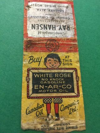 Vintage Matchbook,  White Rose Gasoline En - Ar - Co Motor Oil,  No Matches Mb3