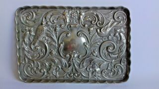 Antique Silver Plate Calling Card Tray - Green Man
