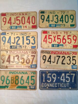 Set Of 8 Vintage 1970’s Car License Plates From Multiple States