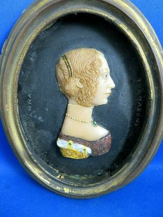 Antique 18thc Country House Wax Portrait Miniature Of Anna Tornaboni - S.  Perry